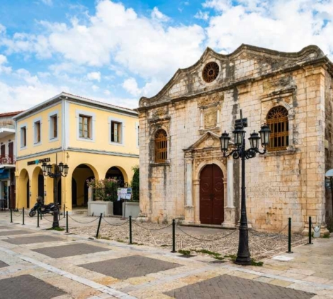 Historic old church building in Lefkada town