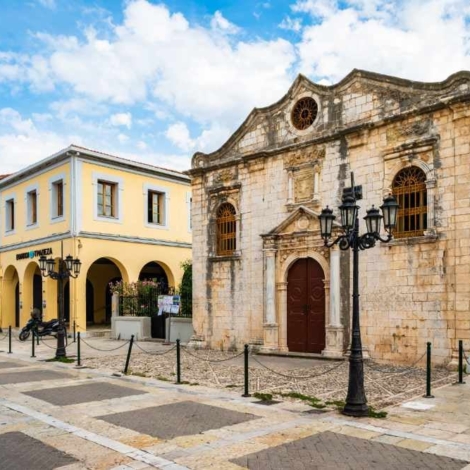 Historic old church building in Lefkada town